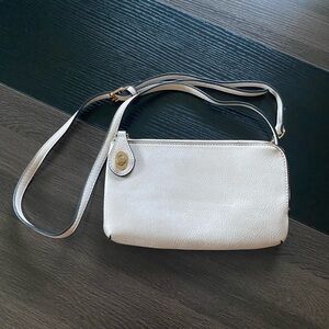 Faux Leather Ivory Crossbody